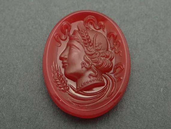 Estate Ornate Carved Carnelian Cameo Woman Greek … - image 2