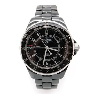 Luxury Unisex Chanel GMT Automatic J12 Black Ceramic 42mm Wrist Watch Date