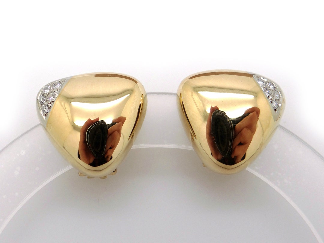 Ladies Yellow Gold 9ct (375 ,9k) Pave Cognac & White Natural Diamonds Studs main image 1