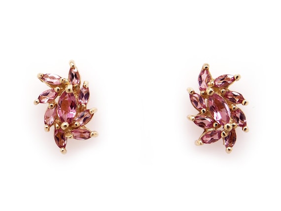 Amazing 14k Yellow Gold 1.10ct Pink Ice Zirconia Flower Button