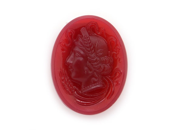 Estate Ornate Carved Carnelian Cameo Woman Greek … - image 1