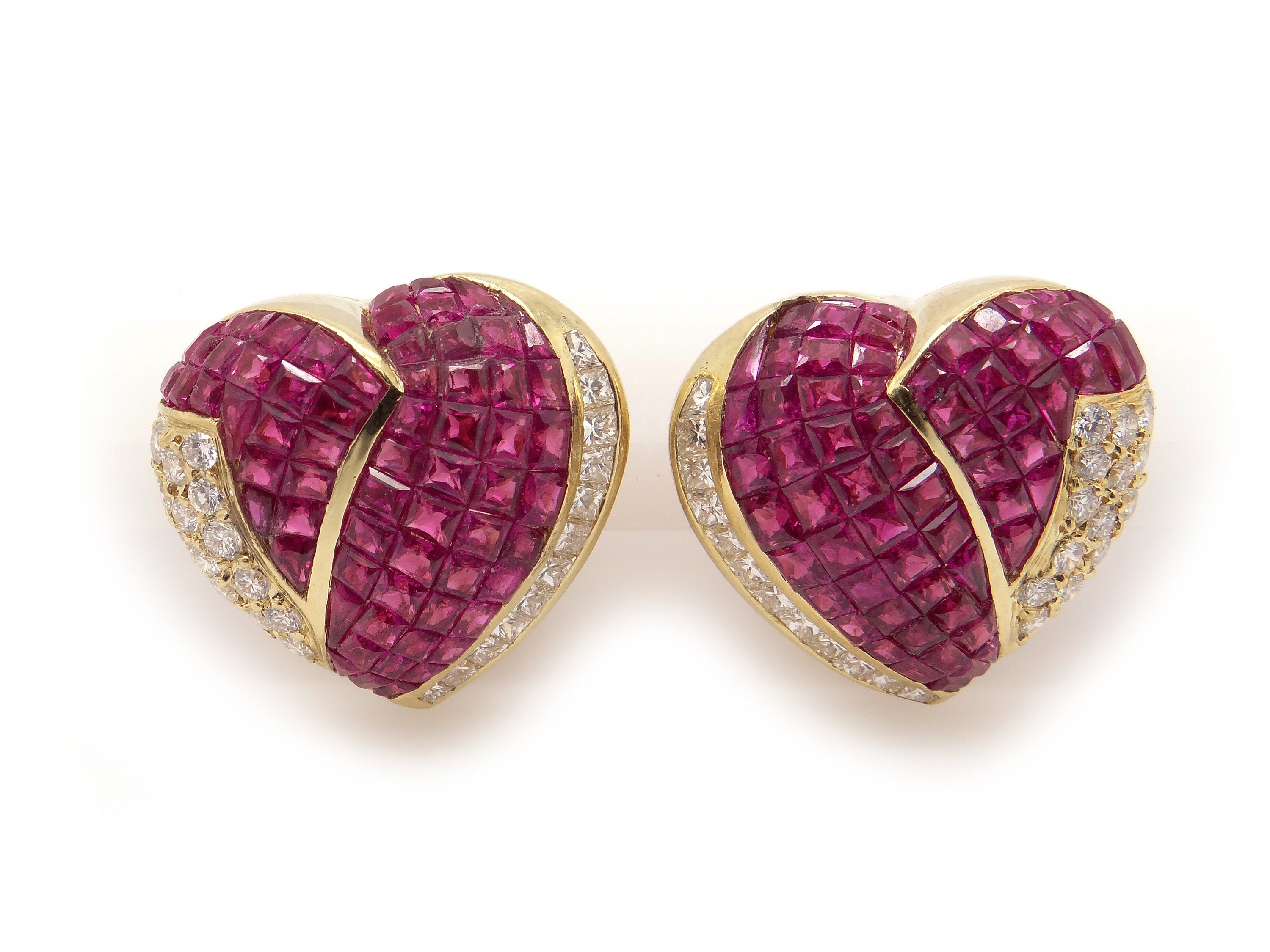 18k Yellow Gold 9.10ct Princess Round Cut Natural Ruby Diamond