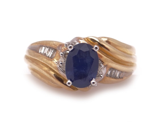 Beautiful 14k Yellow Gold Oval Cut 1.28ct Blue Sa… - image 1