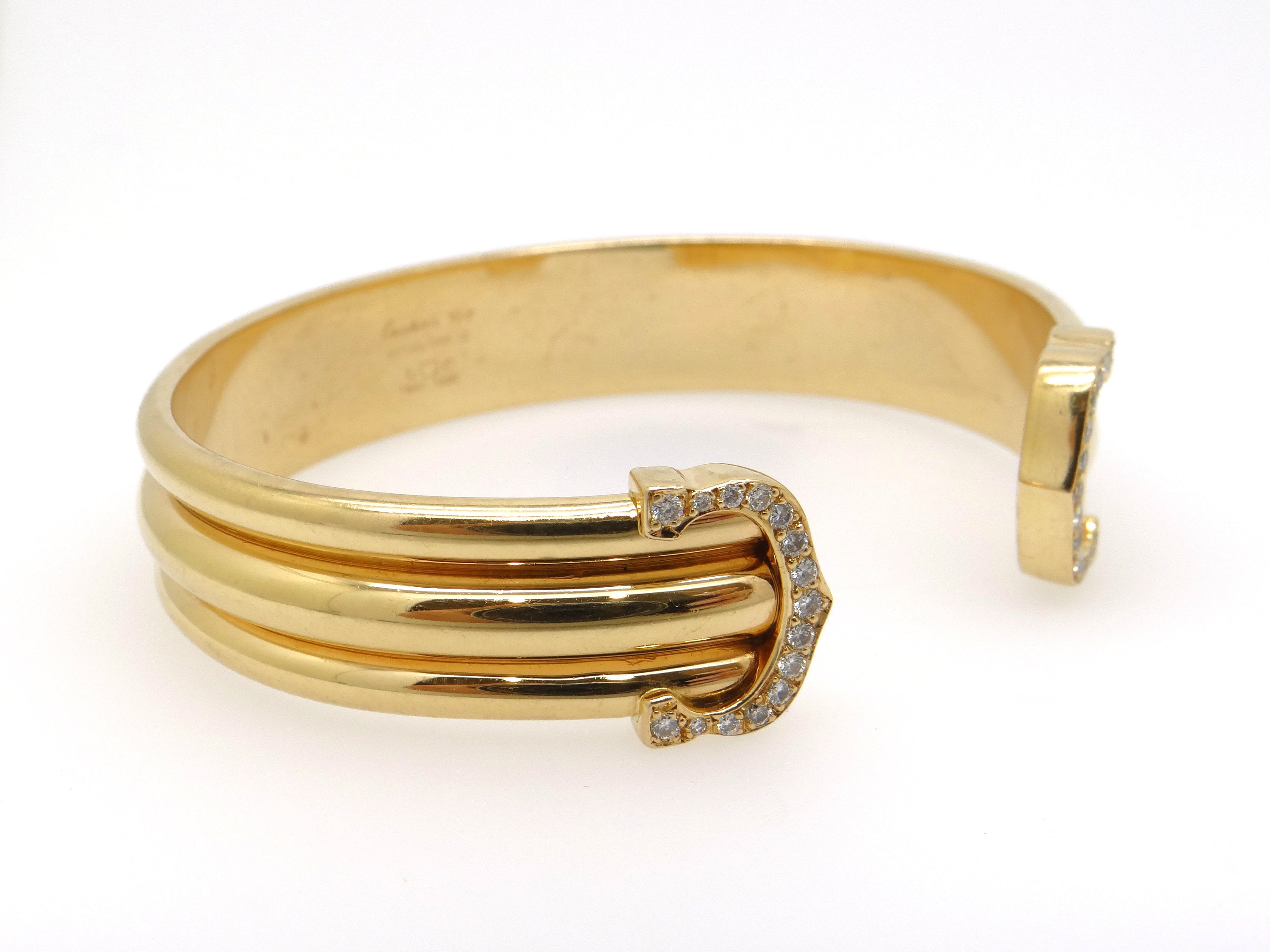 Cartier Diamond Double C 18k Yellow Gold Cuff Bracelet - Etsy