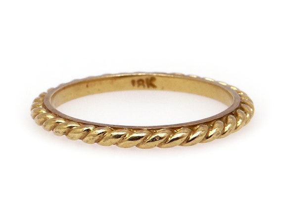 18k Yellow Gold Stack Rope Cable Eternity Wedding… - image 1