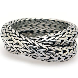 John Hardy Sterling Silver Classic Chain Bypass Crossover  9mm Band Ring Sz 7