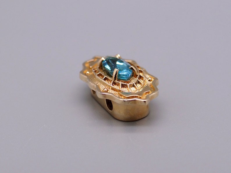 14k Yellow Gold .50ct Marquise Cut Blue Topaz Flower Slide Bracelet Charm