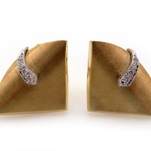 Gorgeous 14k Yellow Gold Round Natural Diamond SailBoat Cufflinks Cuff Link Dress Shirt Studs