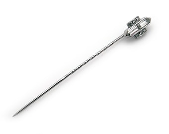 Deco Era 1945 Garrard Platinum .59ct Bullet Cut Natural Diamond Stick Pin Queen Royal Crown Jewels