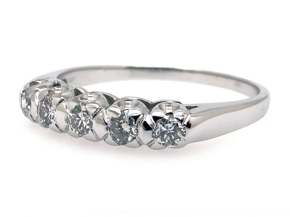 Art Deco 14k White Gold .35ct Diamond Wedding Ann… - image 2