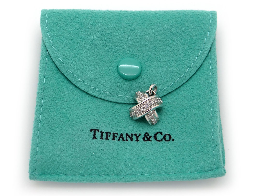 Tiffany & Co Signature 18k White Gold Diamond X Charm Pendant - Etsy