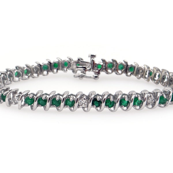 14k Gold S Link Diamond Tennis Bracelet - Etsy
