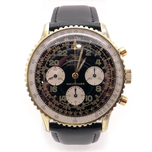 Vintage Breitling Navitimer Cosmonaute Two Tone Steel Gold Chronograph Watch 809