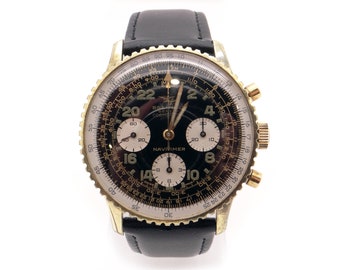Vintage Breitling Navitimer Cosmonaute Two Tone Steel Gold Chronograph Watch 809