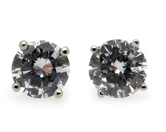 Natural Earth Mined GIA 18k White Gold 1.89ct Round Brilliant Cut Diamond Stud Earrings G VVS2