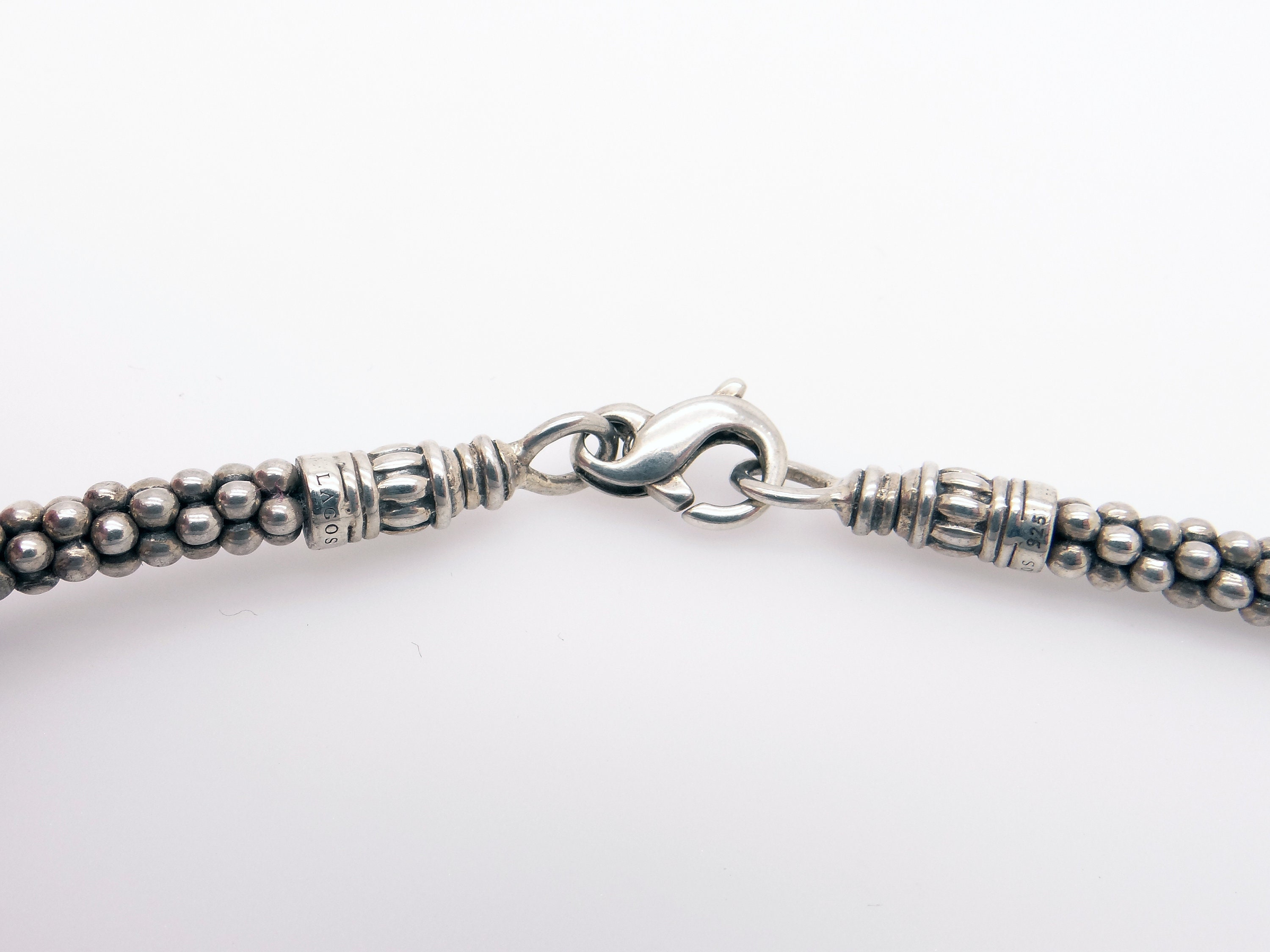 Lagos Sterling Silver 4mm Caviar Bead Necklace Enso Circle Lagos Sterling Silver 4mm Caviar Bead Necklace Enso Circle