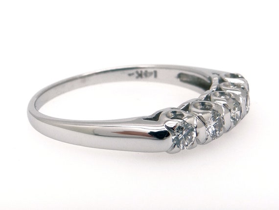 Art Deco 14k White Gold .35ct Diamond Wedding Ann… - image 5
