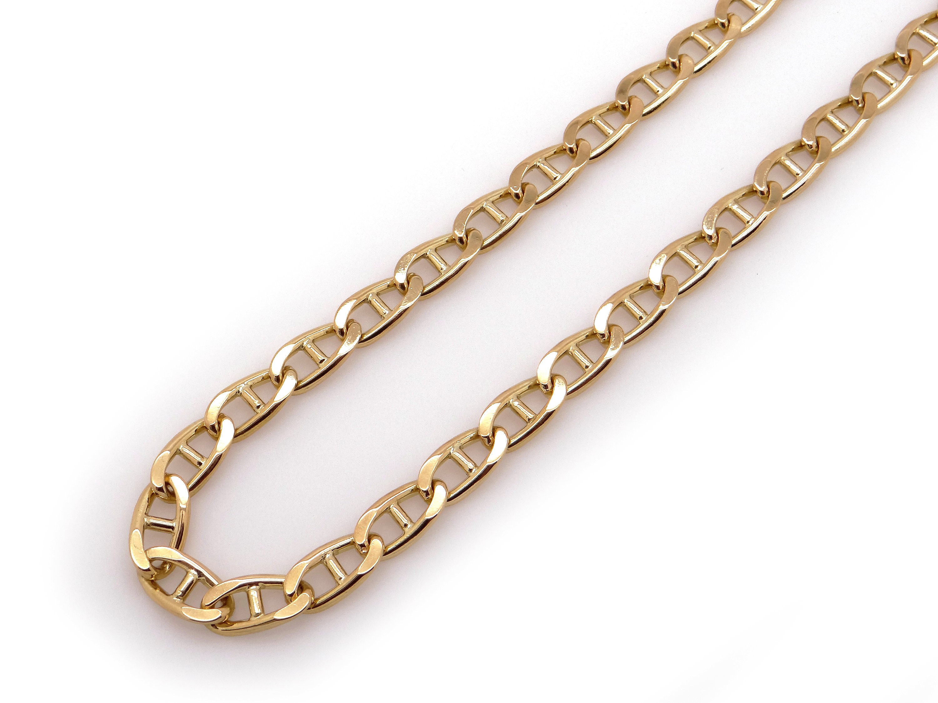 Solid 14k Yellow Gold 6.5mm Anchor Link Chain Lobster Clasp