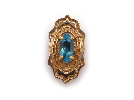 14k Yellow Gold .50ct Marquise Cut Blue Topaz Flower Slide Bracelet Charm