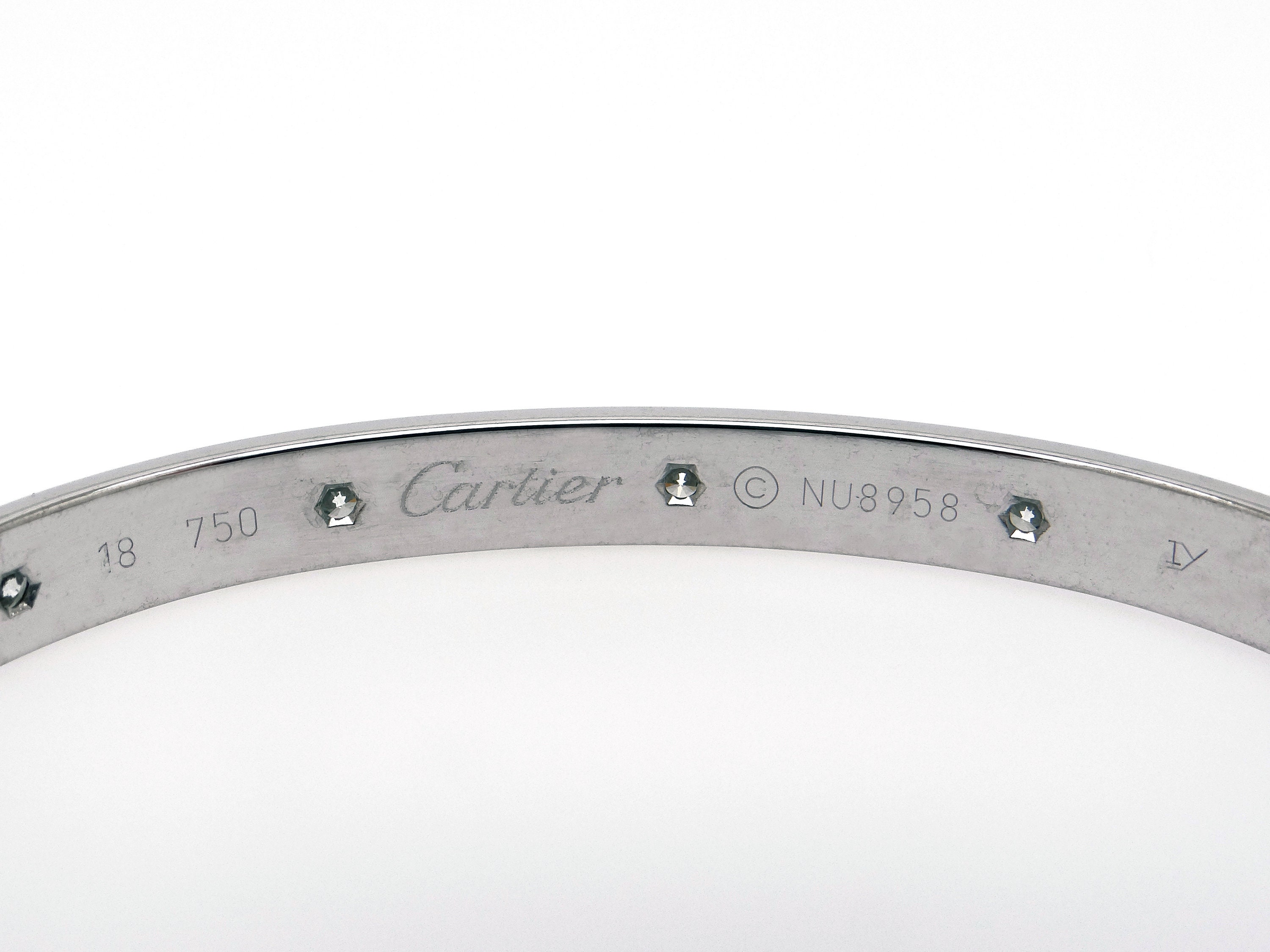 Cartier Love Bracelet 18k White Gold 10 Diamond Love Bracelet .96ct Size 18 Etsy