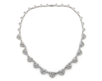 Gorgeous 18k White Gold 6ct Round Natural Diamond Infinity Love Cluster Tennis Necklace 17"