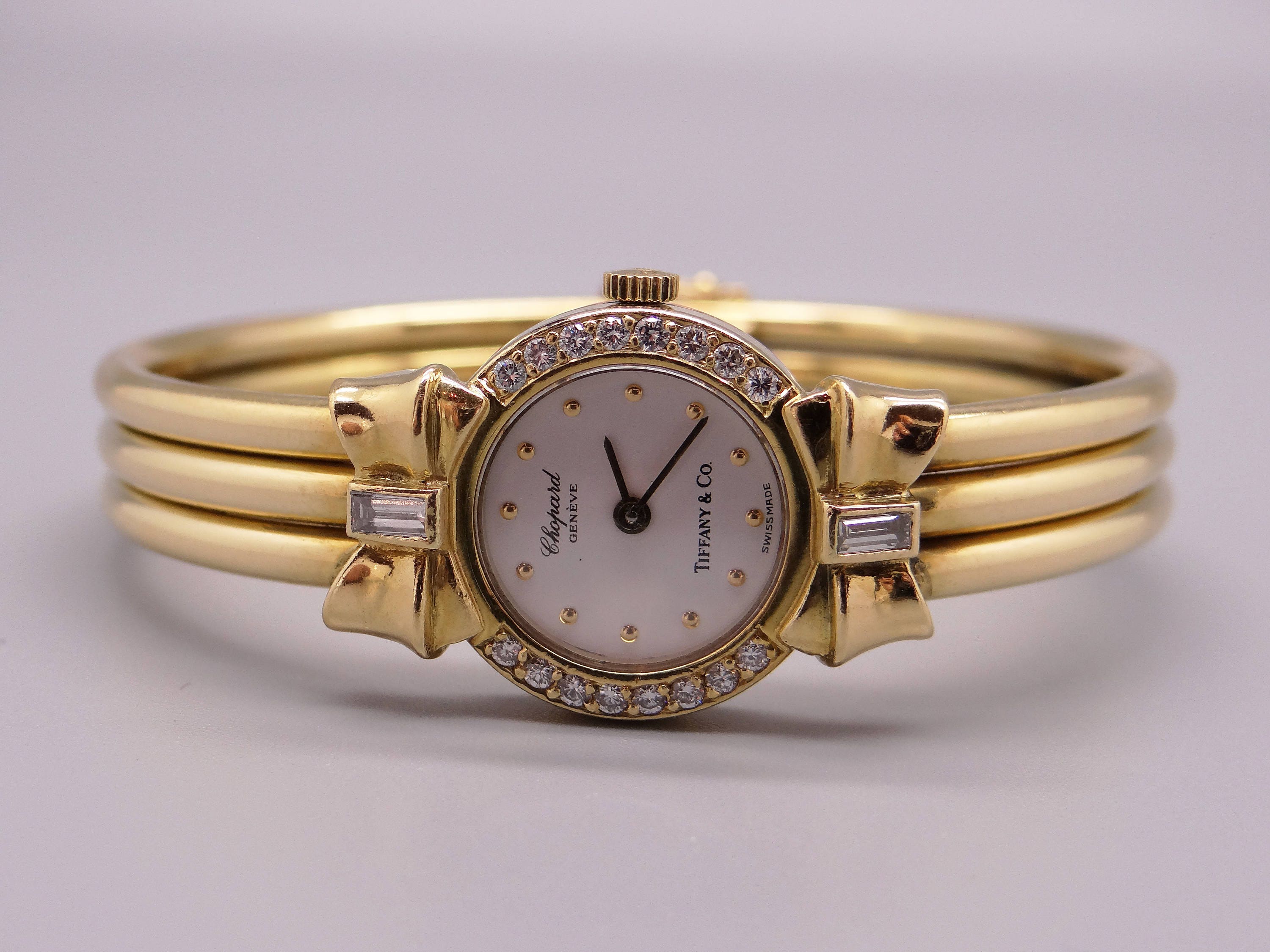 Exceptional Tiffany Co Chopard Happy Diamonds 18k Yellow Gold Diamond Bracelet Watch Etsy UK
