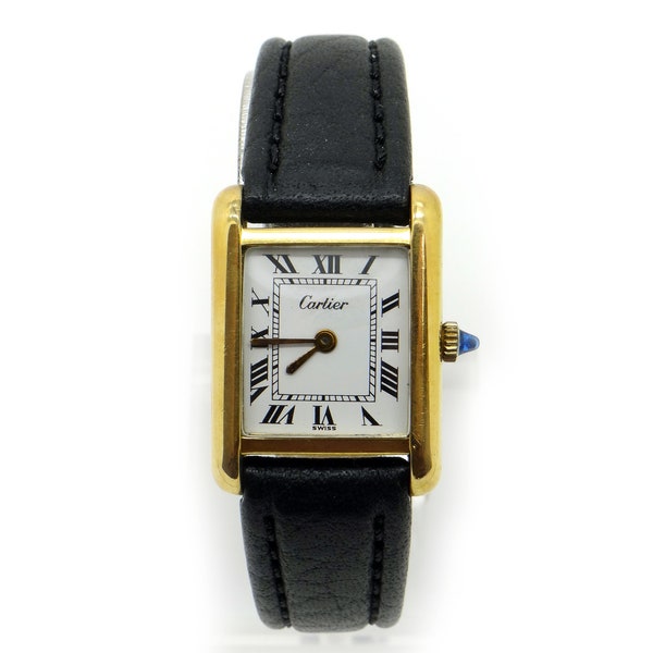 Vintage Cartier Tank 18k Yellow Gold Plated 17 Jewel Dress Watch Manual Wind
