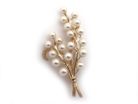 Fantastic 14k Yellow Gold Cultured Pearl Flower L… - image 1