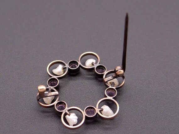 Art Deco 14k Yellow Gold Natural Amethyst Seed Pe… - image 6