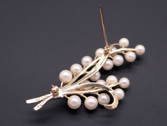 Fantastic 14k Yellow Gold Cultured Pearl Flower L… - image 7