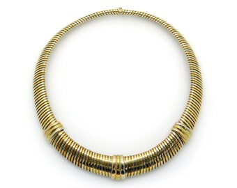 Cartier Tubogas Trinity 18k Yellow White Rose Gold Necklace 14.5 inch
