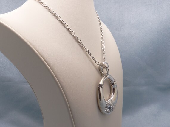 John Hardy Silver Bamboo Natural White Topaz Link Chain Pendant Necklace 36 inch View 4