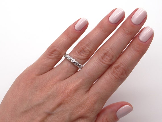 Art Deco 14k White Gold .35ct Diamond Wedding Ann… - image 7