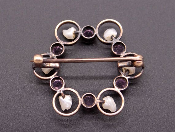 Art Deco 14k Yellow Gold Natural Amethyst Seed Pe… - image 5
