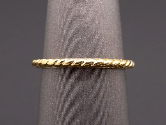 18k Yellow Gold Stack Rope Cable Eternity Wedding… - image 6