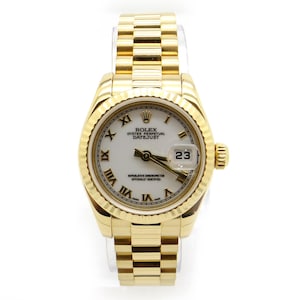 Rolex DateJust President 18k Gold Automatic Watch 179178 White Roman Dial