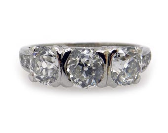 Platinum 2ct Round European Diamond Wedding Anniversary Band Ring Natural Sz 6
