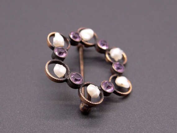 Art Deco 14k Yellow Gold Natural Amethyst Seed Pe… - image 4