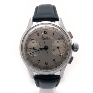 Retro Mens Stainless Steel Breitling Premier Chronograph Watch 760 Manual Wind Mechanical Wrist Watch With Leather Band