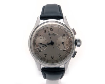 Retro Mens Stainless Steel Breitling Premier Chronograph Watch 760 Manual Wind Mechanical Wrist Watch With Leather Band