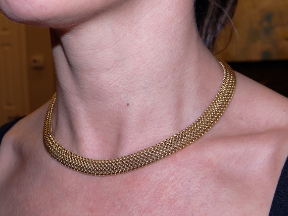 Tiffany gold mesh necklace deals