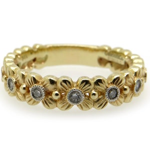 Gabrial & Co Ornate 14k Rose Gold .11ct Round Natural Diamond 4mm Stack Band Ring Sz 6