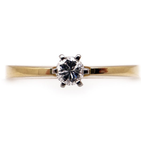 18k Yellow Gold .25ct Round Cut Natural Diamond Engagement Promise Ring size 9.25