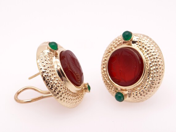 Vintage 14k Yellow Gold Carved Carnelian Intaglio… - image 5