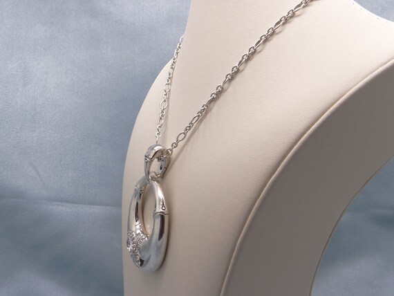 John Hardy Silver Bamboo Natural White Topaz Link Chain Pendant Necklace 36 inch View 3