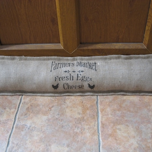 Hessian burlap door window draft stopper (draught excluder). Gift. Rustic. Farmhouse. Grain sack. Christmas present.