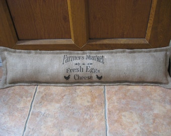 Hessian burlap door window draft stopper (draught excluder). Gift. Rustic. Farmhouse. Grain sack. Christmas present.