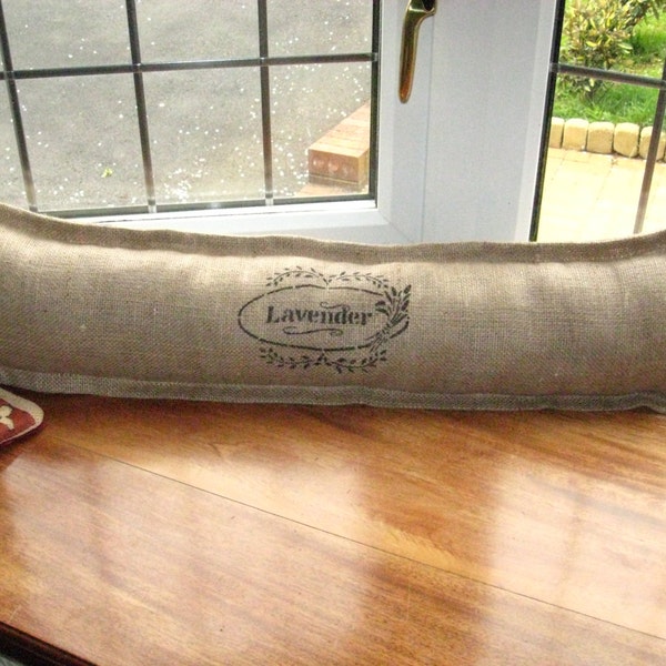 Hessian burlap door window draft stopper (draught excluder). Gift. Rustic. Farmhouse. Grain sack. Christmas present.