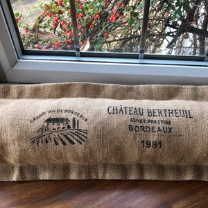 Hessian burlap door window draft stopper (draught excluder). Gift. Rustic. Farmhouse. Grain sack. Christmas present.