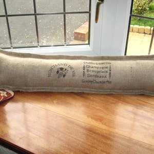Hessian burlap door window draft stopper (draught excluder). Gift. Rustic. Farmhouse. Grain sack. Christmas present.